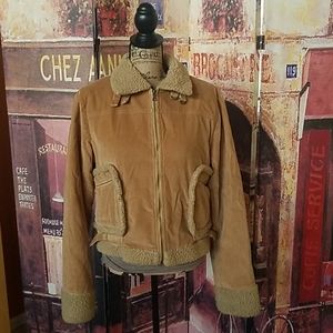 Guess Tan Jean Jacket with Shearling Trim